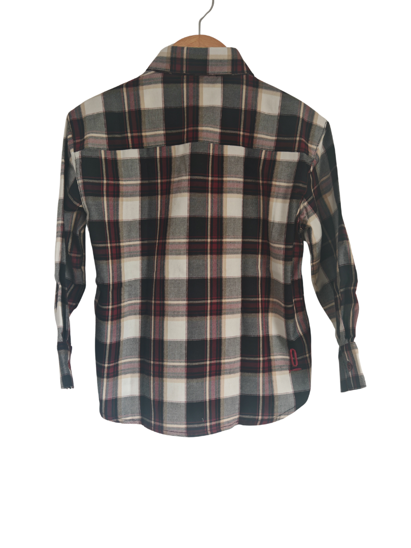 Pack 2 Camisas Franela Mamá + hijo/a | Cuadrillé Burdeo/Beige | 100% Algodón