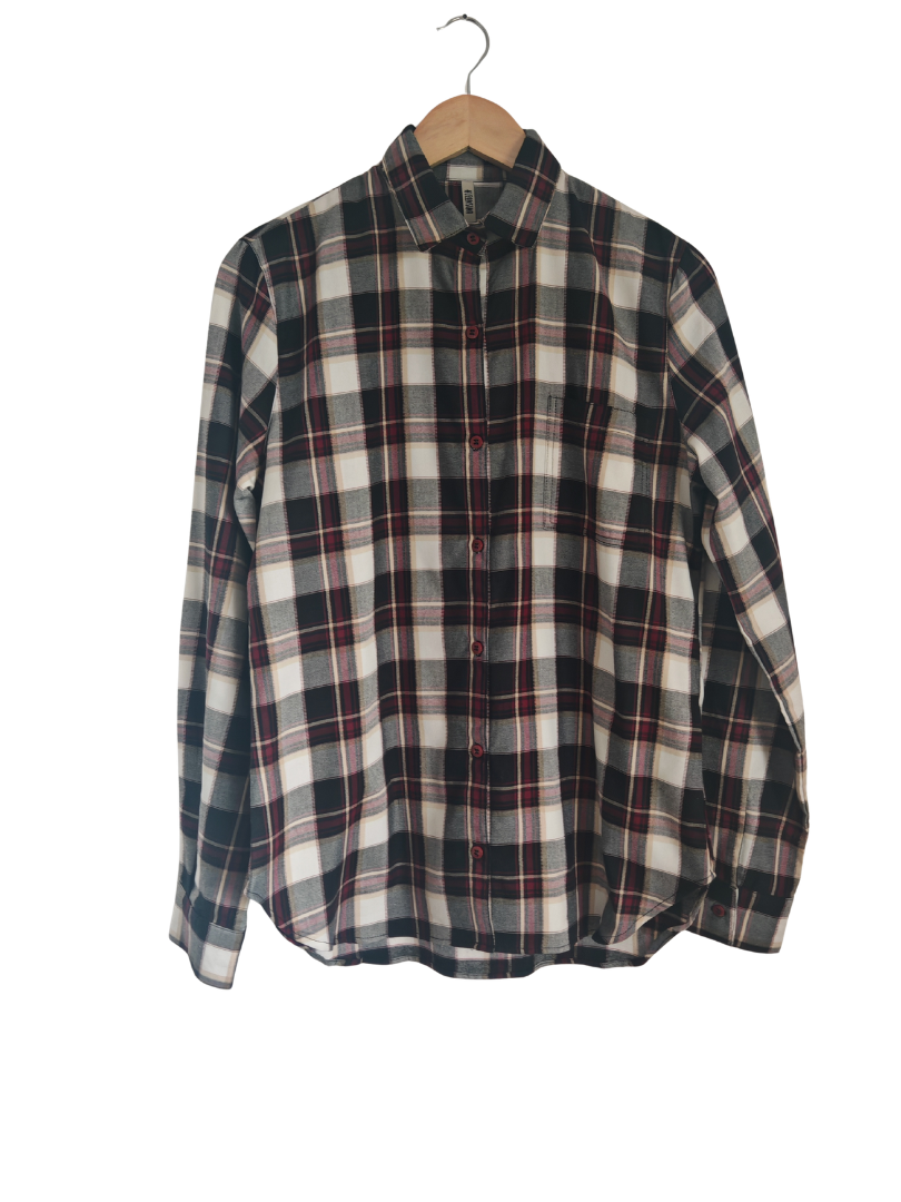 Camisa Franela Mujer | Burdeo/Beige 100% Algodón
