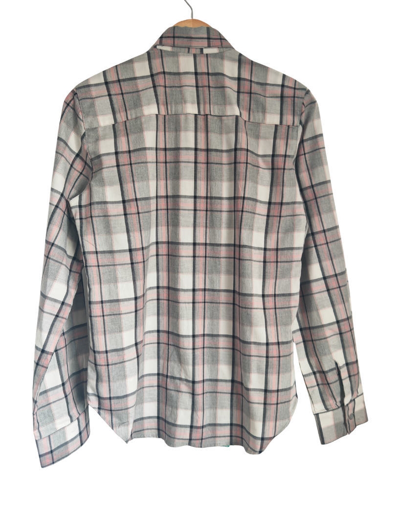 Pack 2 Camisas Franela Mamá + hijo/a | Cuadrillé Gris/Rosado | 100% Algodón