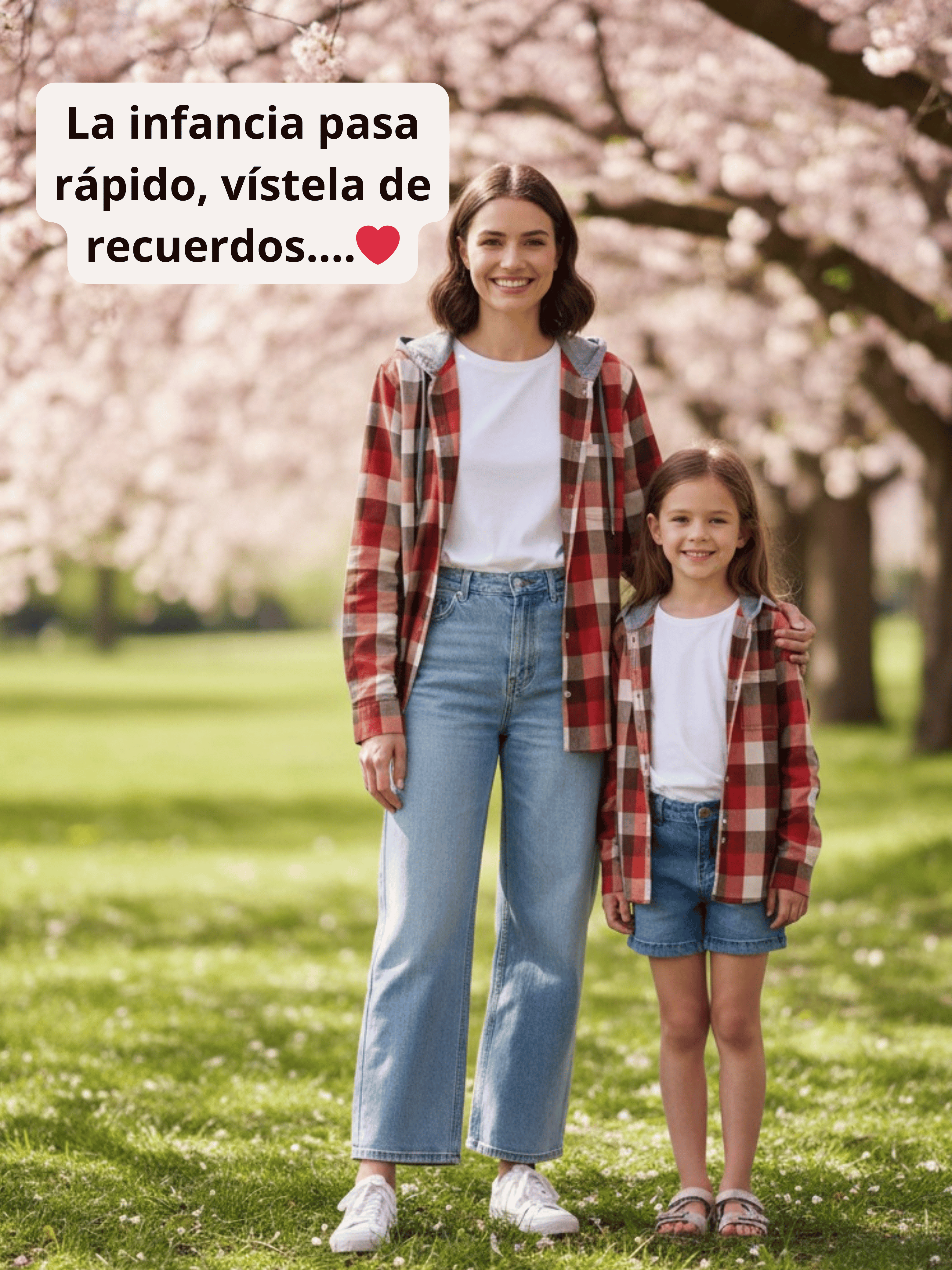 Pack 2 Camisas Gustavo Mamá + Hijo/a cuadros terracota con blanco
