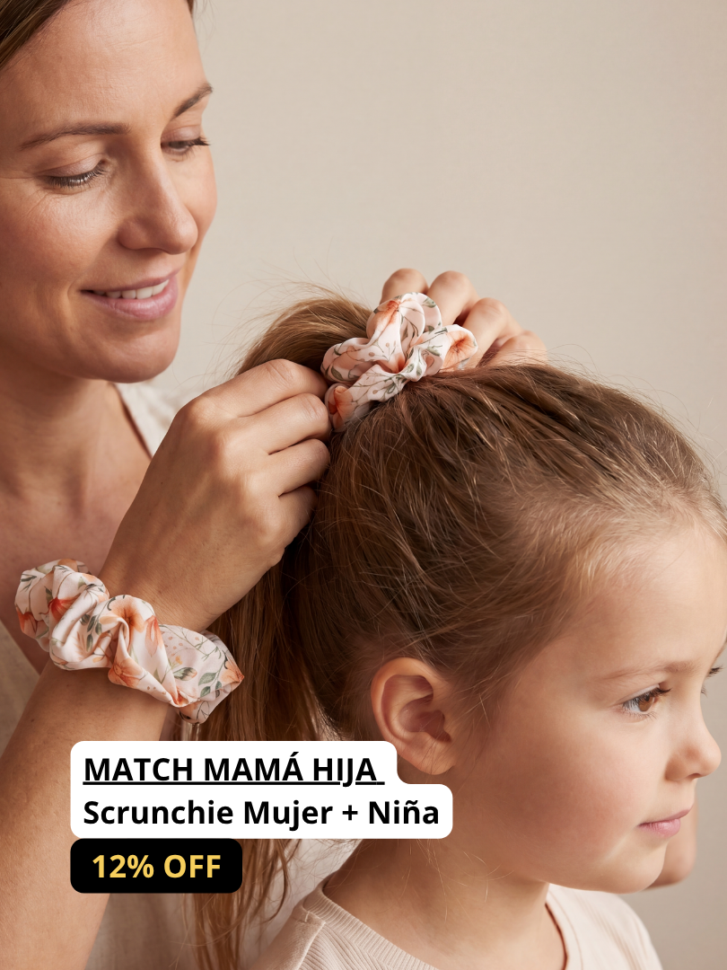 Pack 2 Scrunchie Floral Mamá-Hija 100% Viscosa