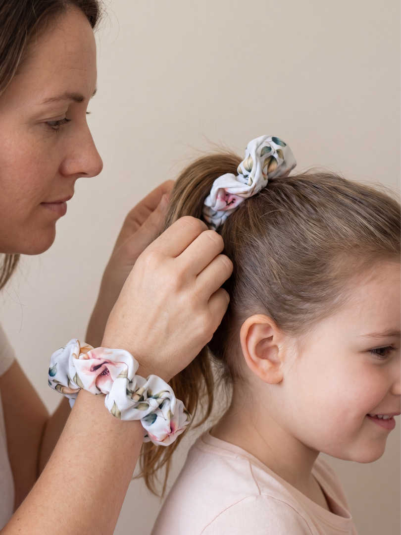 Scrunchie Floral celeste Mujer 100% Viscosa