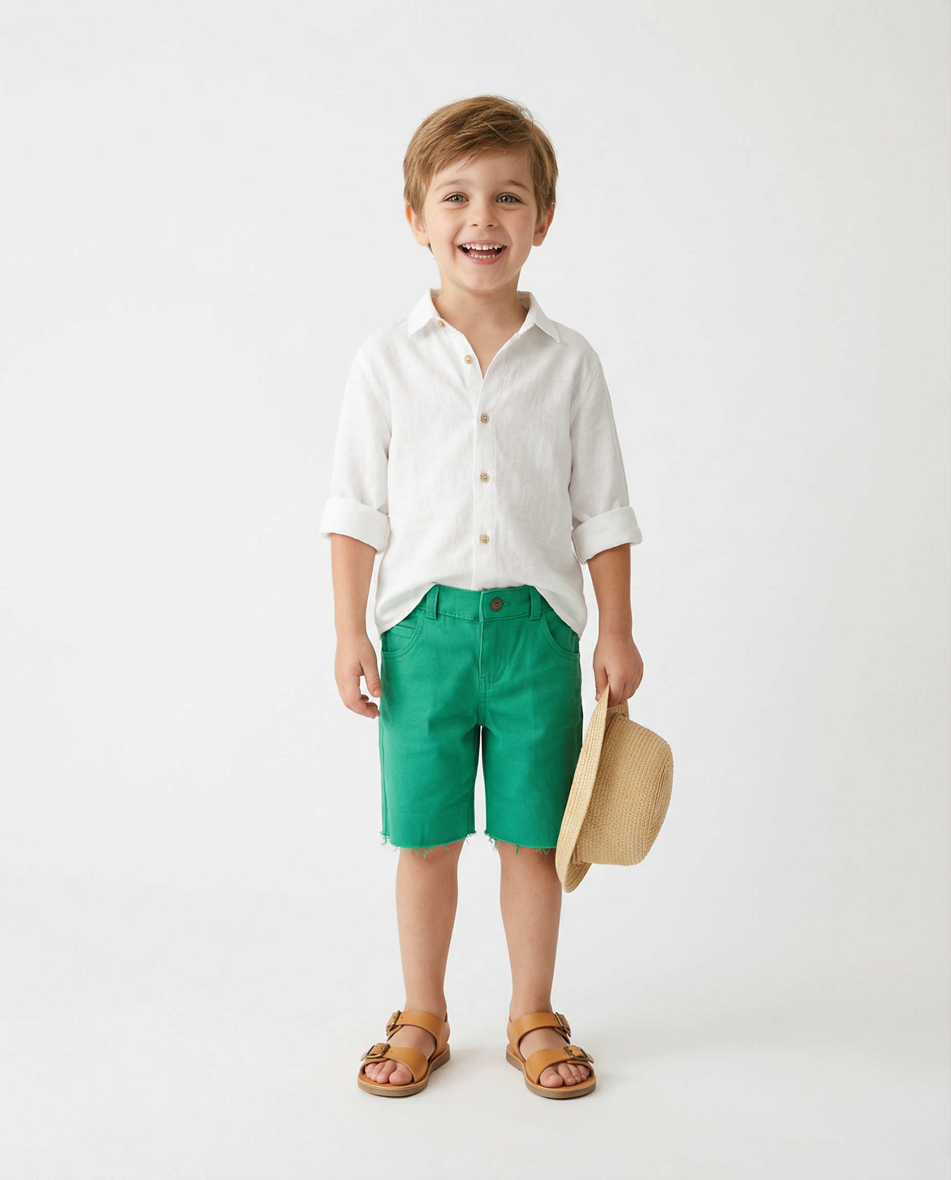 Bermuda niño Gabardina verde