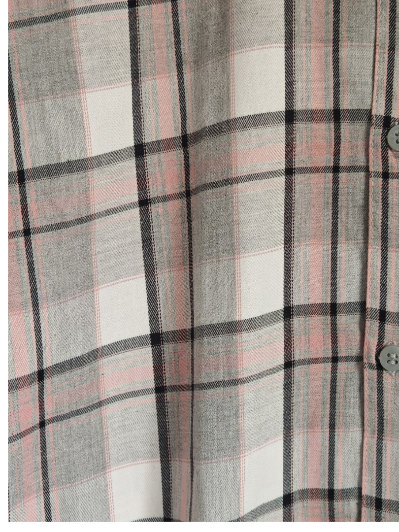 Camisa Franela Infantil Cuadrillé Gris/Rosado | 100% Algodón