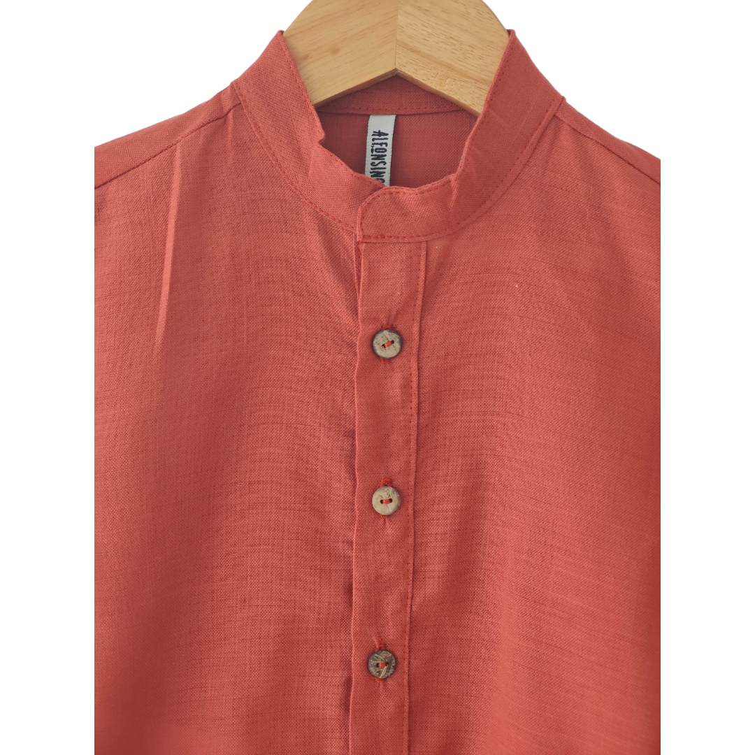 Camisa Lino Mateo Terracota