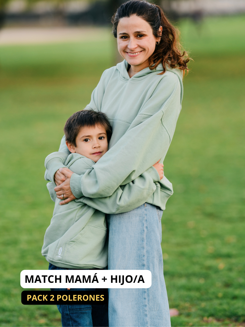 Pack 2 Polerones Oversize Verde Mamá + Hijo/a