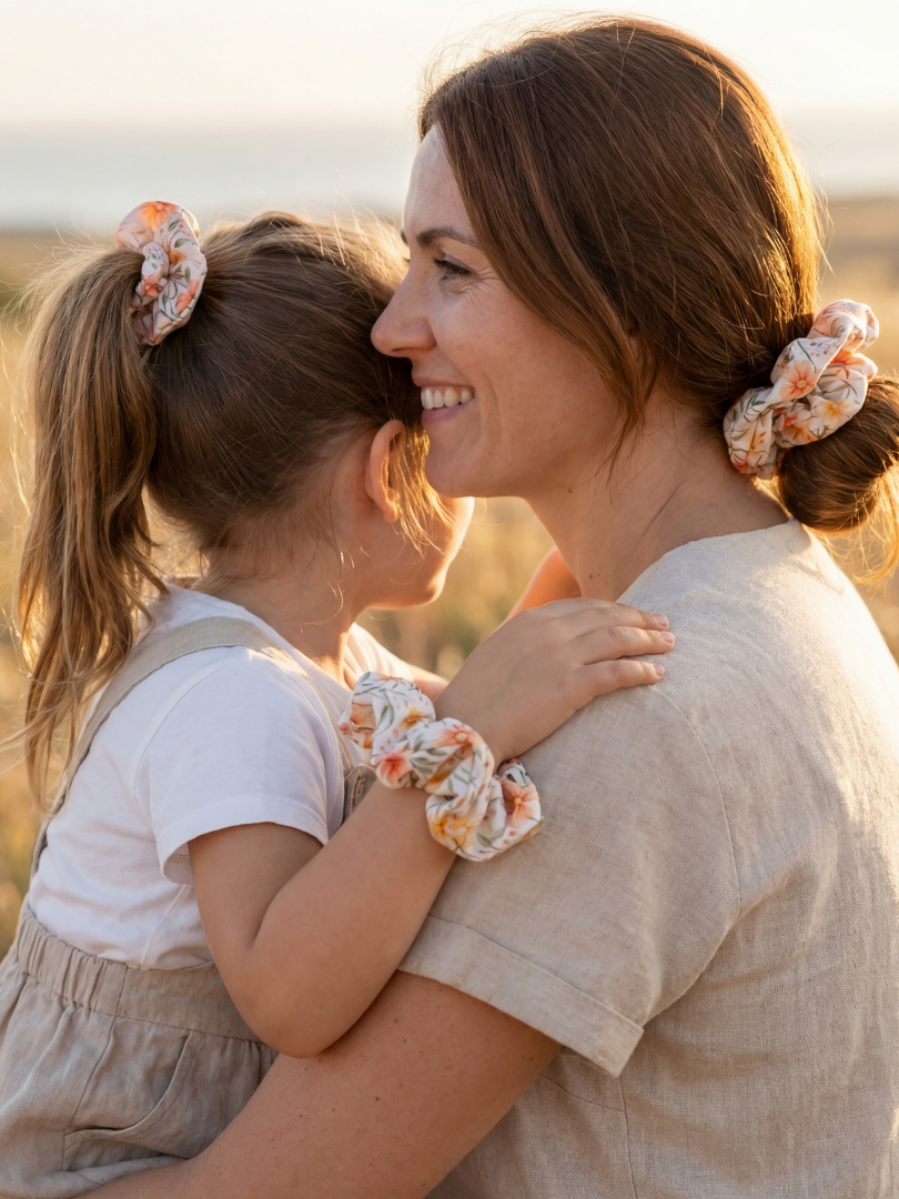Pack 2 Scrunchie Floral Mamá-Hija 100% Viscosa