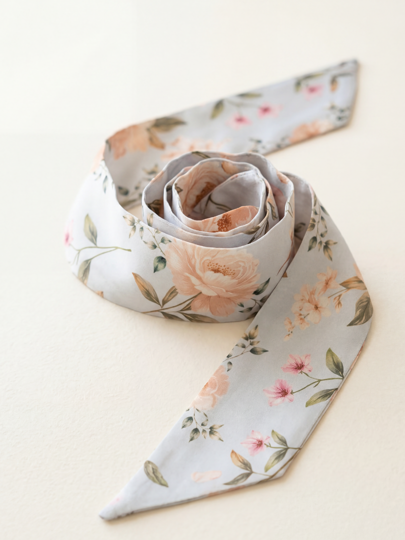 Pañuelo Floral celeste Niña 100% Viscosa