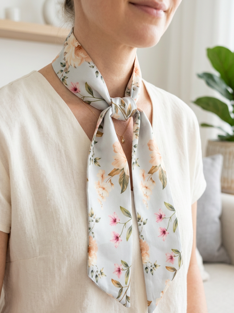 Pañuelo Floral celeste Mujer 100% Viscosa