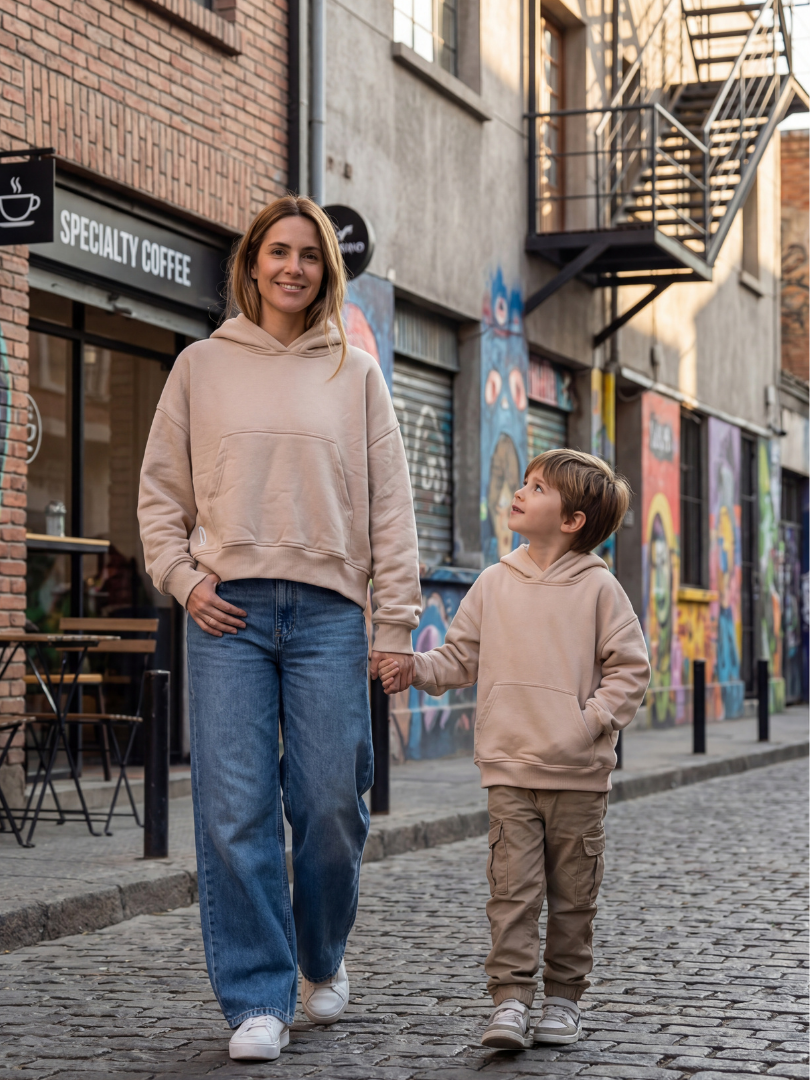 Pack 2 Polerones Oversize Beige Mamá + Hijo/a