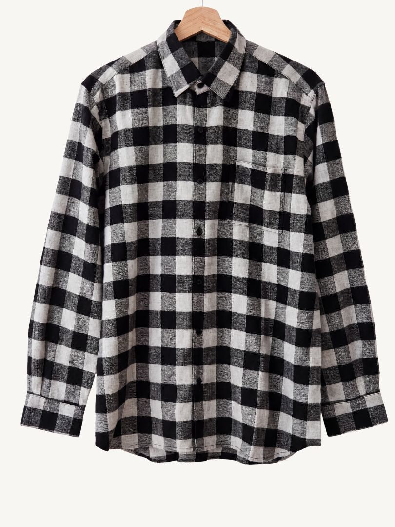 Pack 2 Camisas Franela Papá + hijo Negro/Gris 100% Algodón