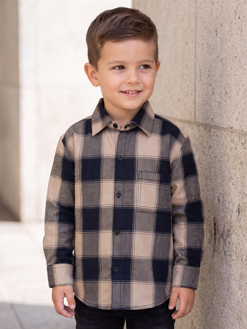 Camisa Franela niño | Amarillo/Negro 100% Algodón