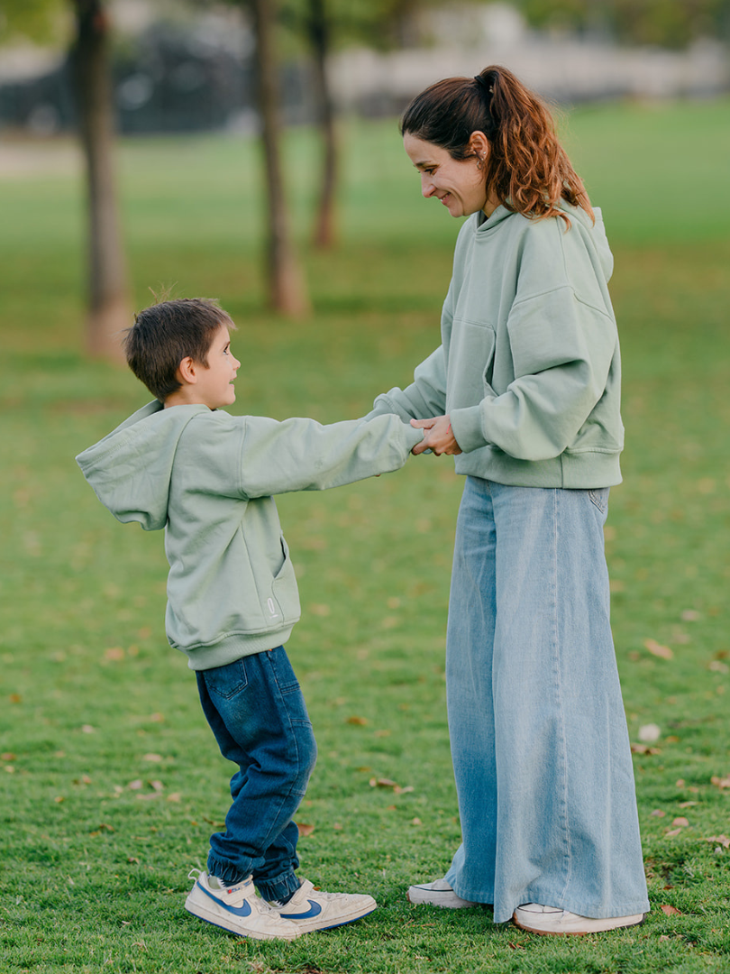 Pack 2 Polerones Oversize Verde Mamá + Hijo/a
