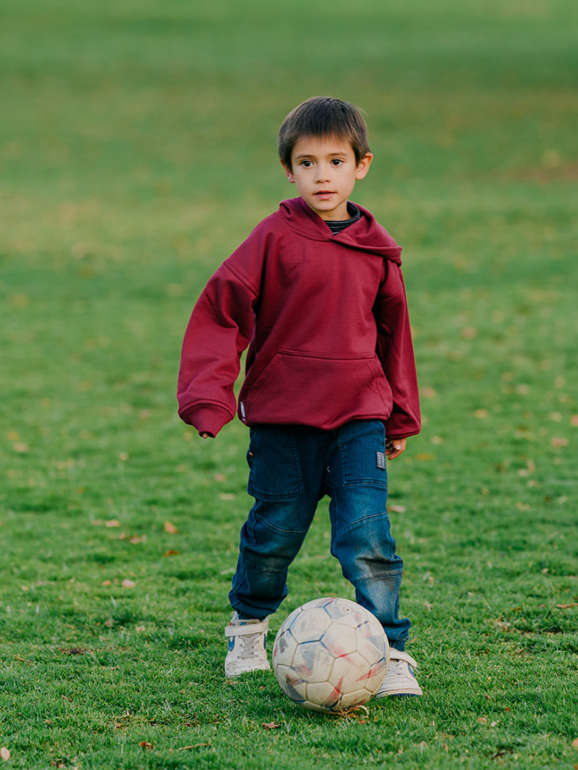 Polerón con capucha niño/a Oversize Burdeo
