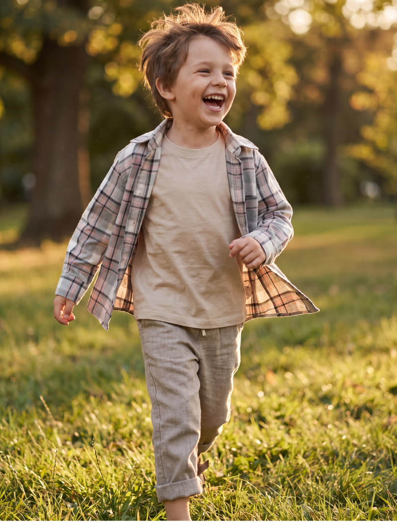 Camisa Franela Infantil Cuadrillé Gris/Rosado | 100% Algodón