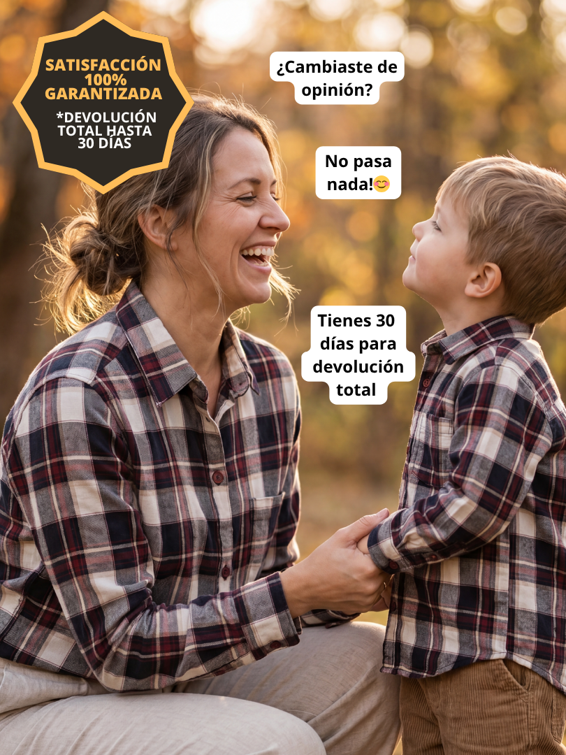 Pack 2 Camisas Franela Mamá + hijo/a | Cuadrillé Burdeo/Beige | 100% Algodón