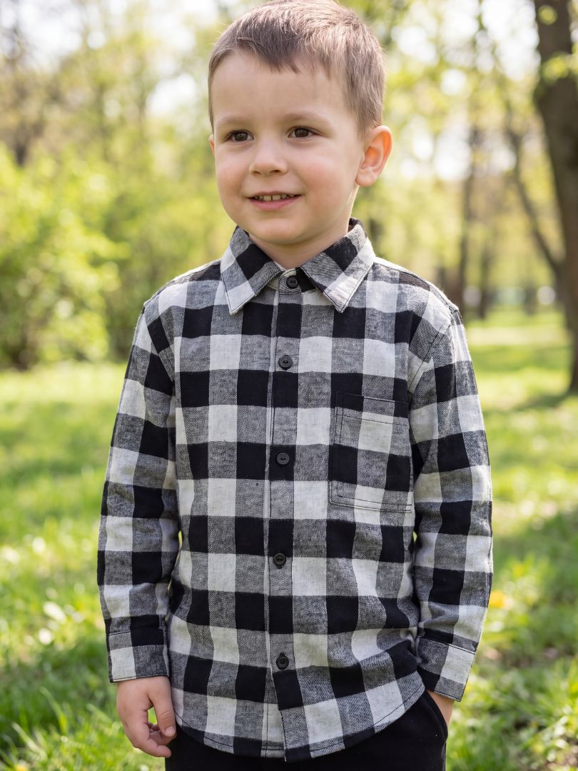 Camisa Franela Niño Negro/Gris 100% Algodón
