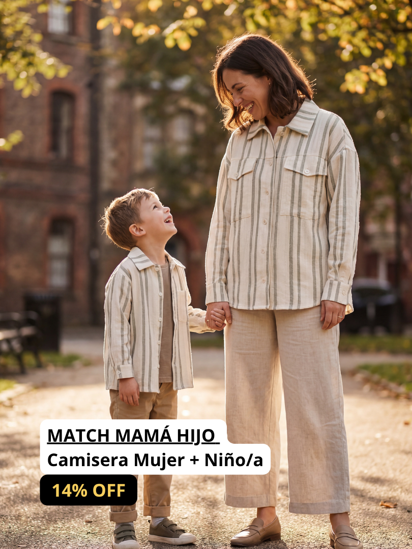 Pack 2 Camiseras Mamá + hijo/a | Rayas Verde Oliva | 100% Algodón