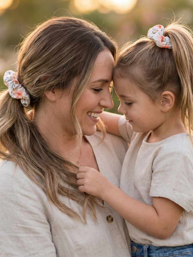 Pack 2 Scrunchie Floral Mamá-Hija 100% Viscosa