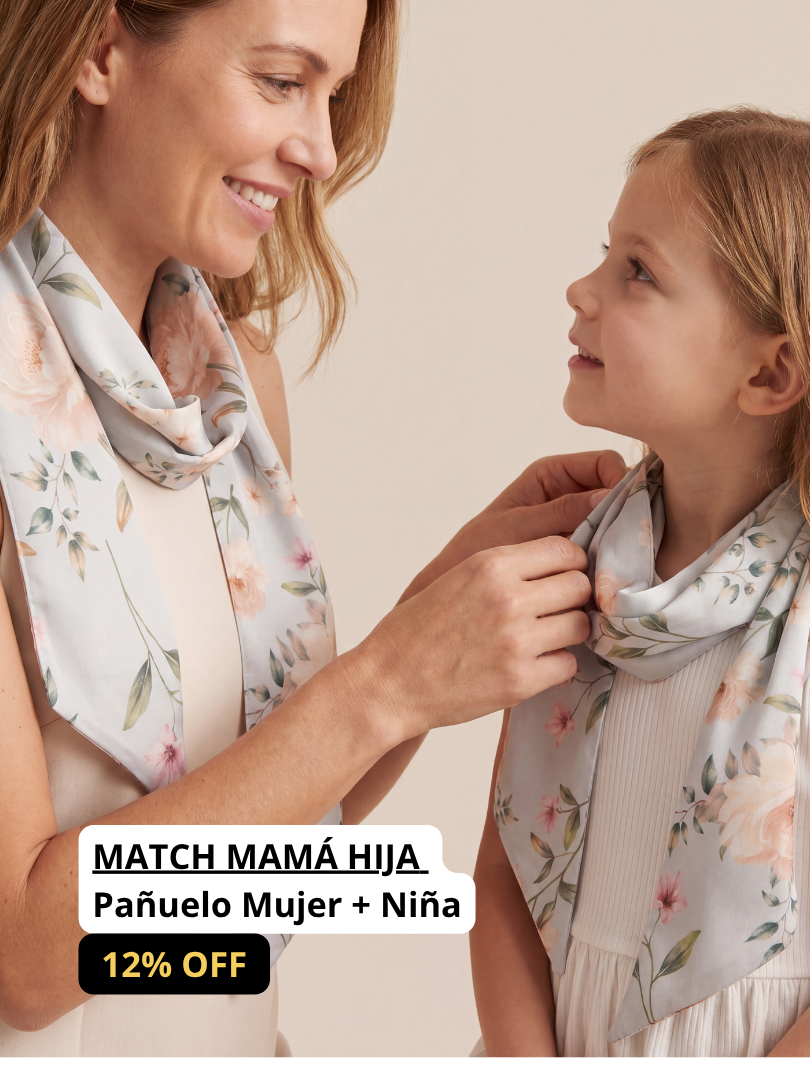 Pack 2 pañuelos Floral celeste Mamá-Hija 100% Viscosa