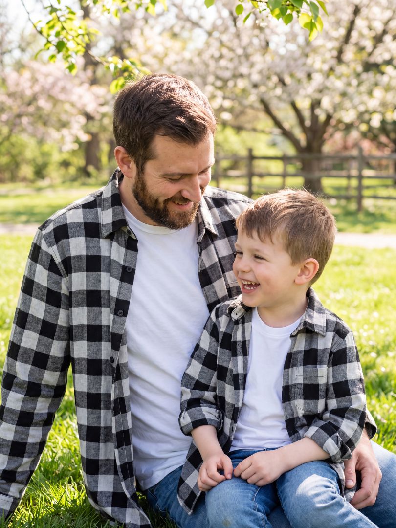 Pack 2 Camisas Franela Papá + hijo Negro/Gris 100% Algodón