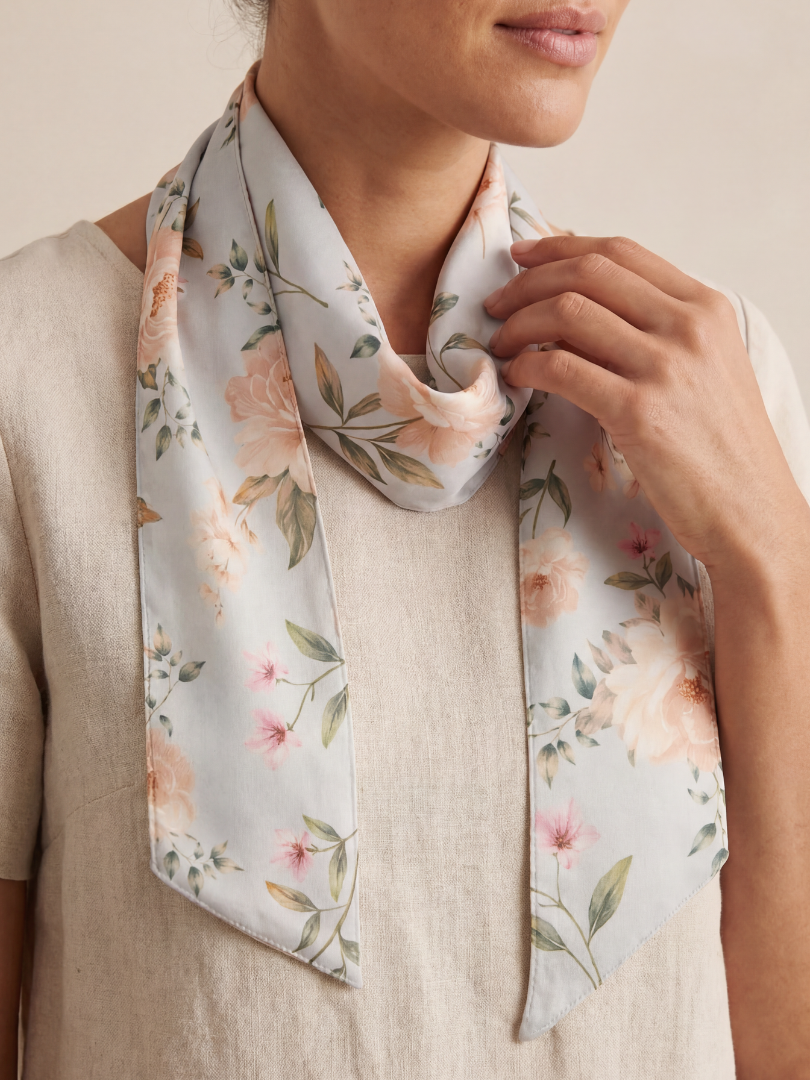 Pañuelo Floral celeste Mujer 100% Viscosa