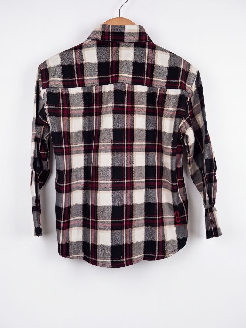 Camisa Franela Infantil Burdeo/Beige 100% Algodón
