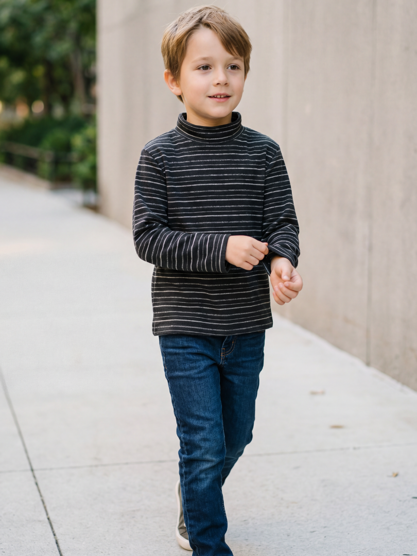 Beatle Niño Azul Marino con rayas blancas | Suave, Abrigado y Cómodo para el Invierno