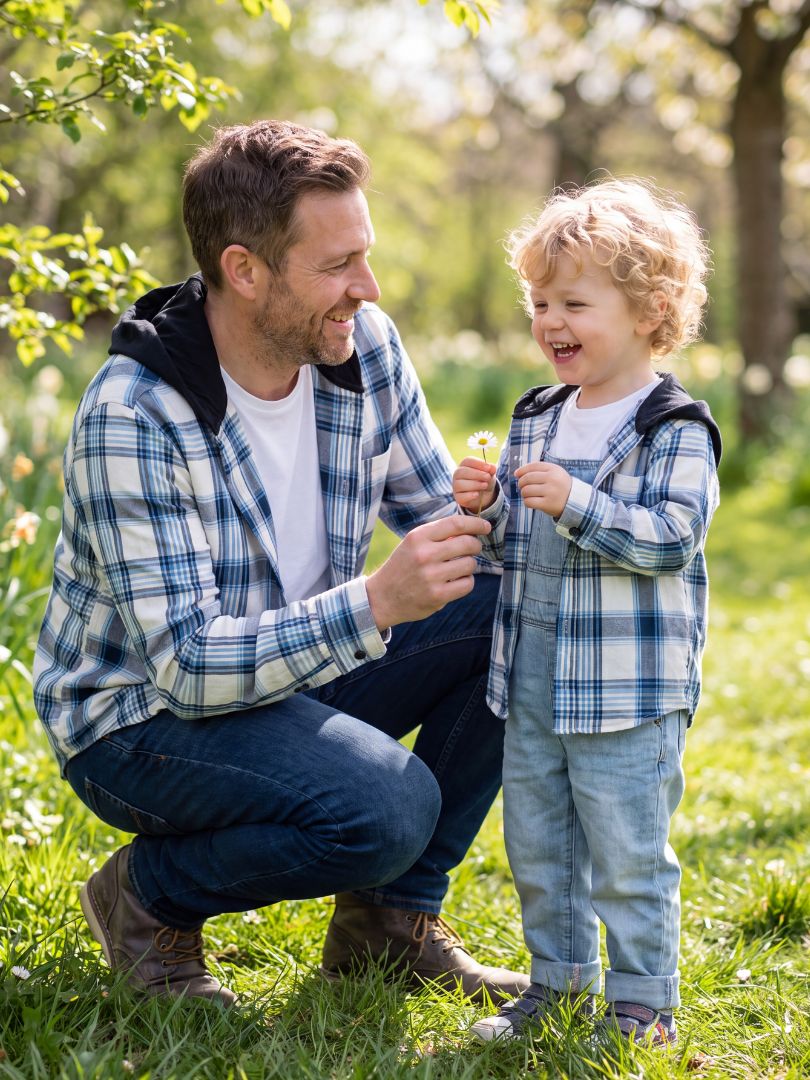 Pack 3 Camisas Franela Papá + Mamá + hijo Azul/blanco 100% Algodón