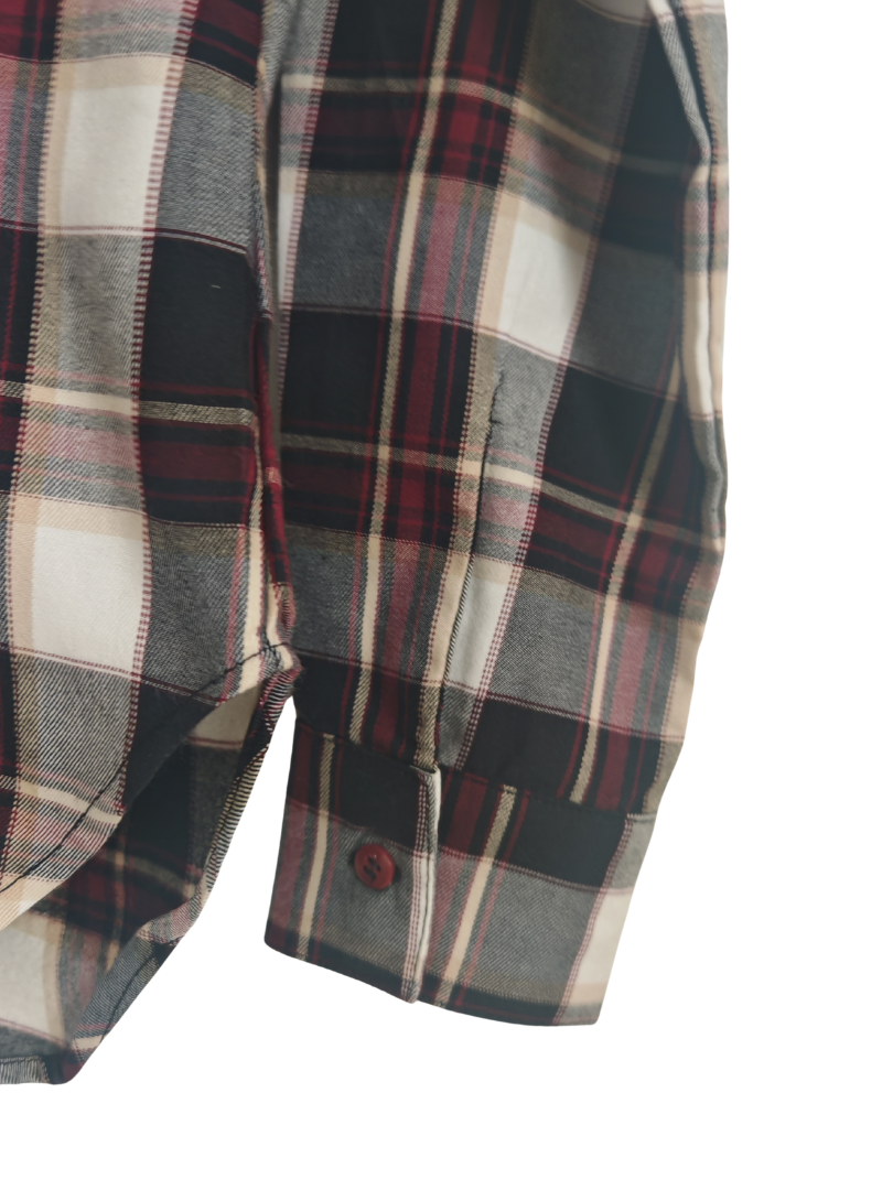 Camisa Franela Mujer | Burdeo/Beige 100% Algodón