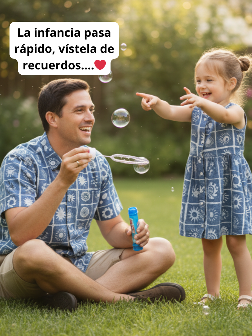 Pack Guayabera Alfonsino Papá + Vestido Alfonsino hija estampado artesanal