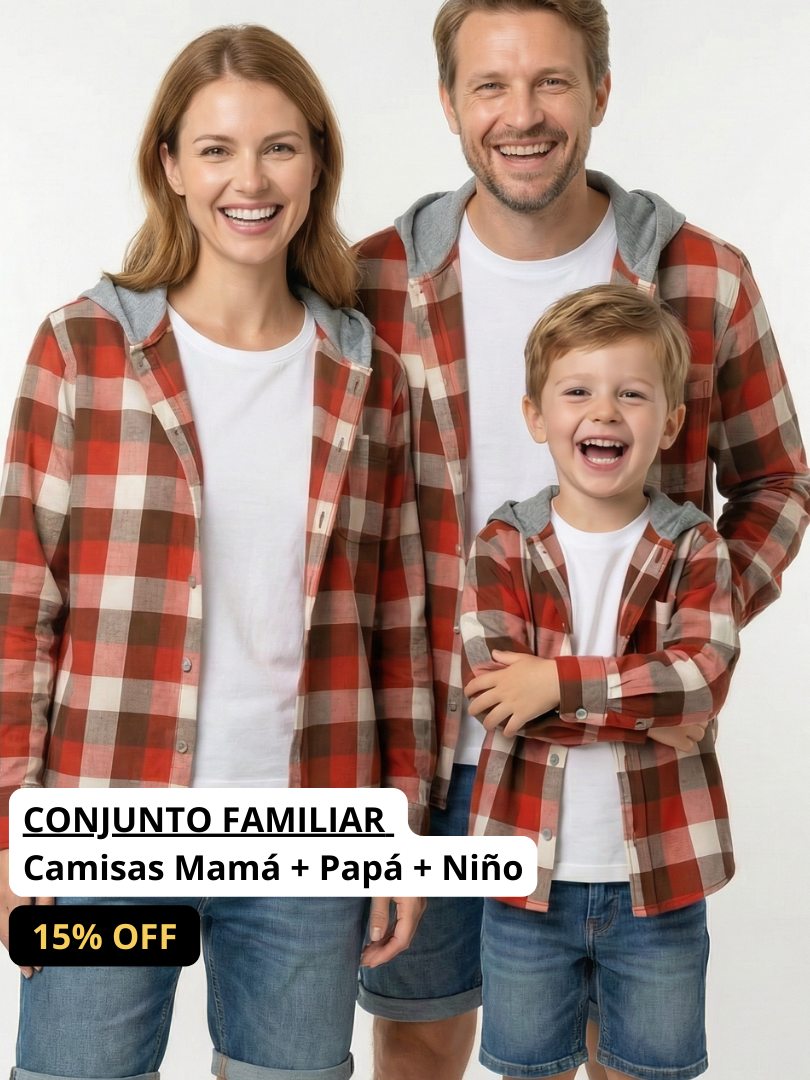 Pack 3 Camisas a juego para Papá + Mamá + Hijo/a 100% algodón
