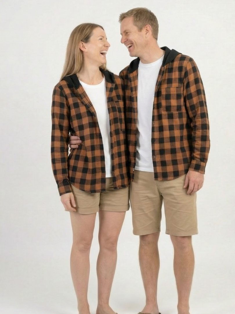 Camisa con capucha Hombre 100% algodón Franela