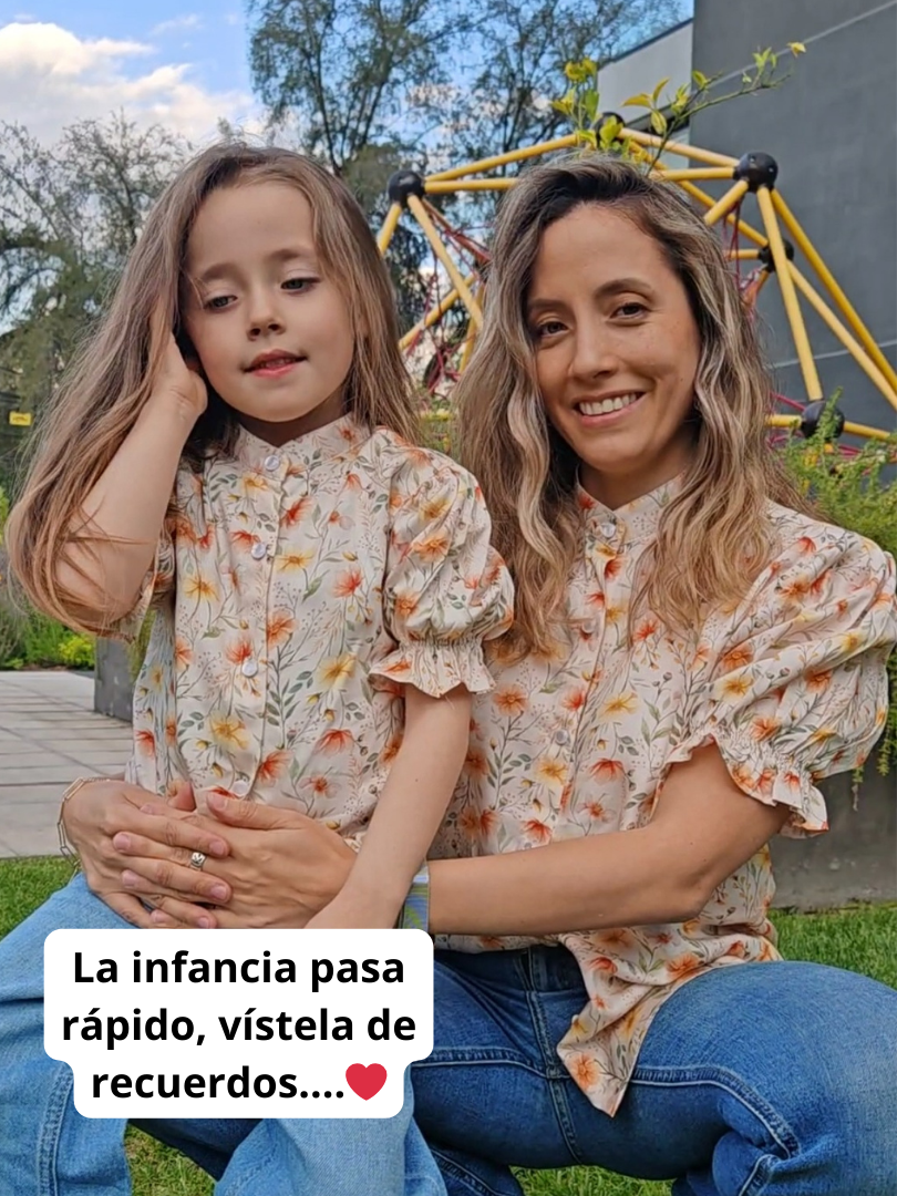 Pack 2 Blusas Mamá + Hija cuello Mao Flores
