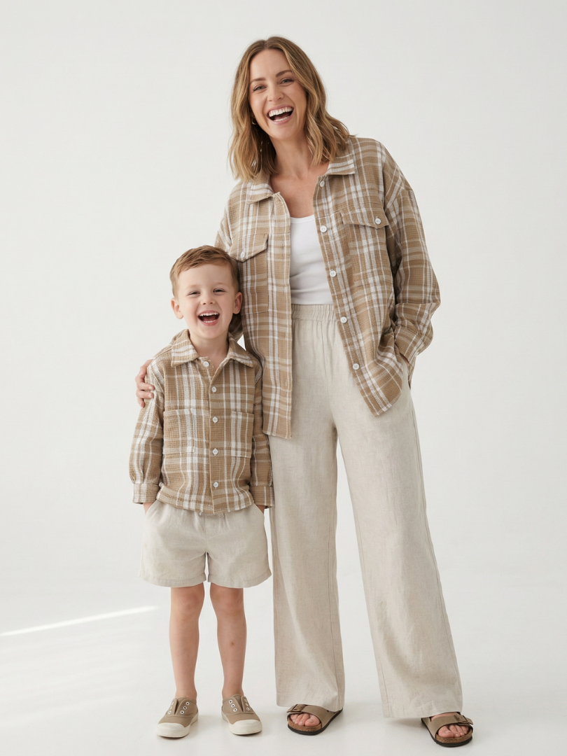 Pack 2 Camiseras Mamá + Hijo/a color beige con blanco