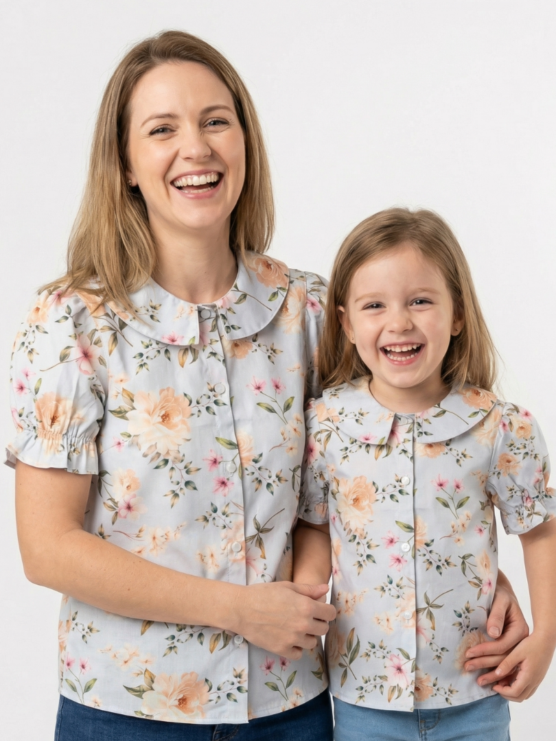 Pack 2 Blusas Mamá + Hija cuello Bebe Flores