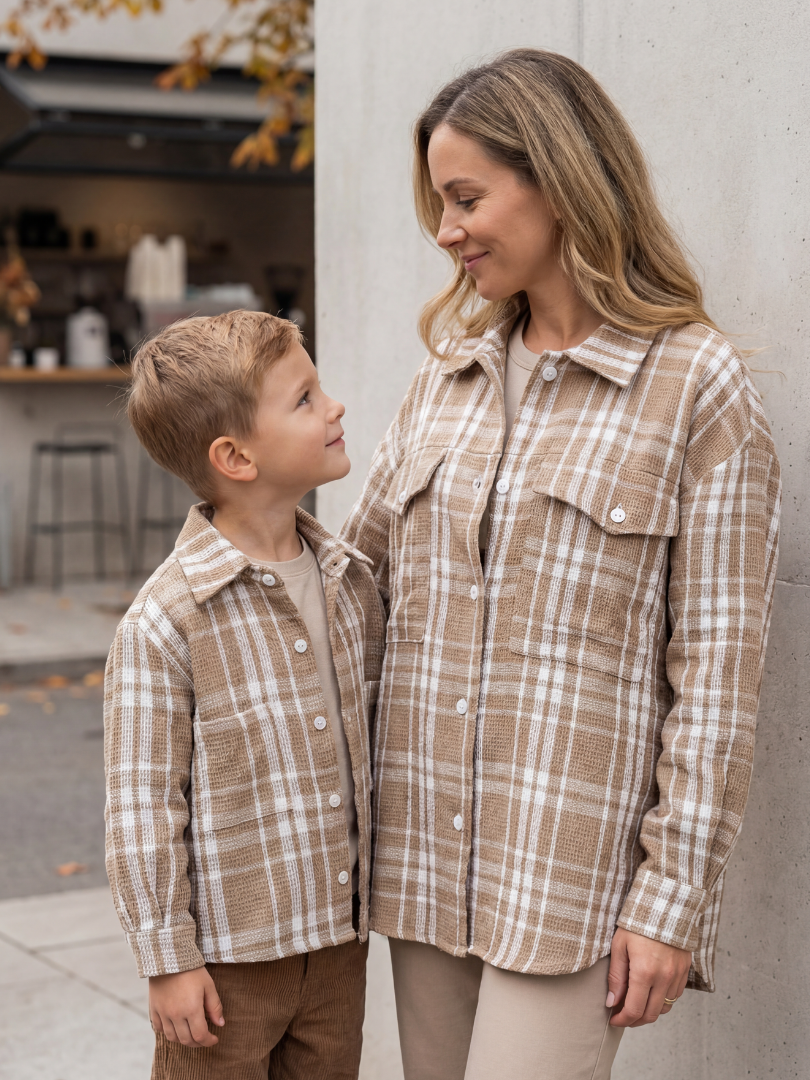 Pack 2 Camiseras Mamá + Hijo/a color beige con blanco