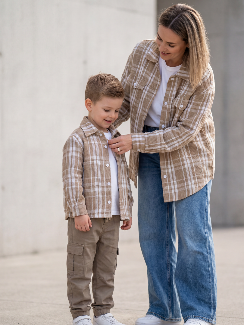 Pack 2 Camiseras Mamá + Hijo/a color beige con blanco