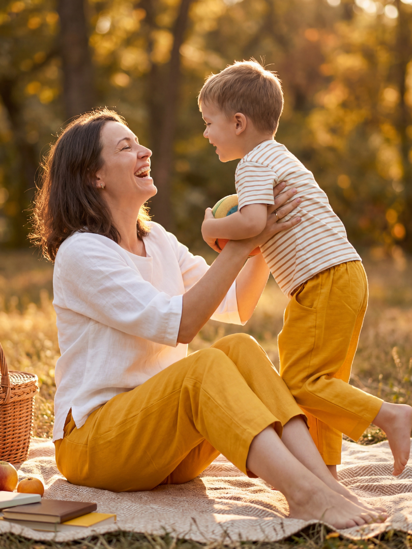 Pack pantalón 100% Lino Mamá hijo color Mostaza