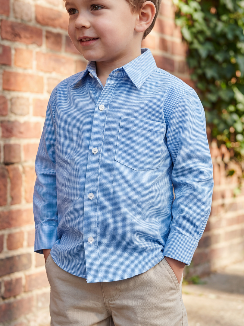 Camisa niño cuello camisa 100% algodón estilo Vichy