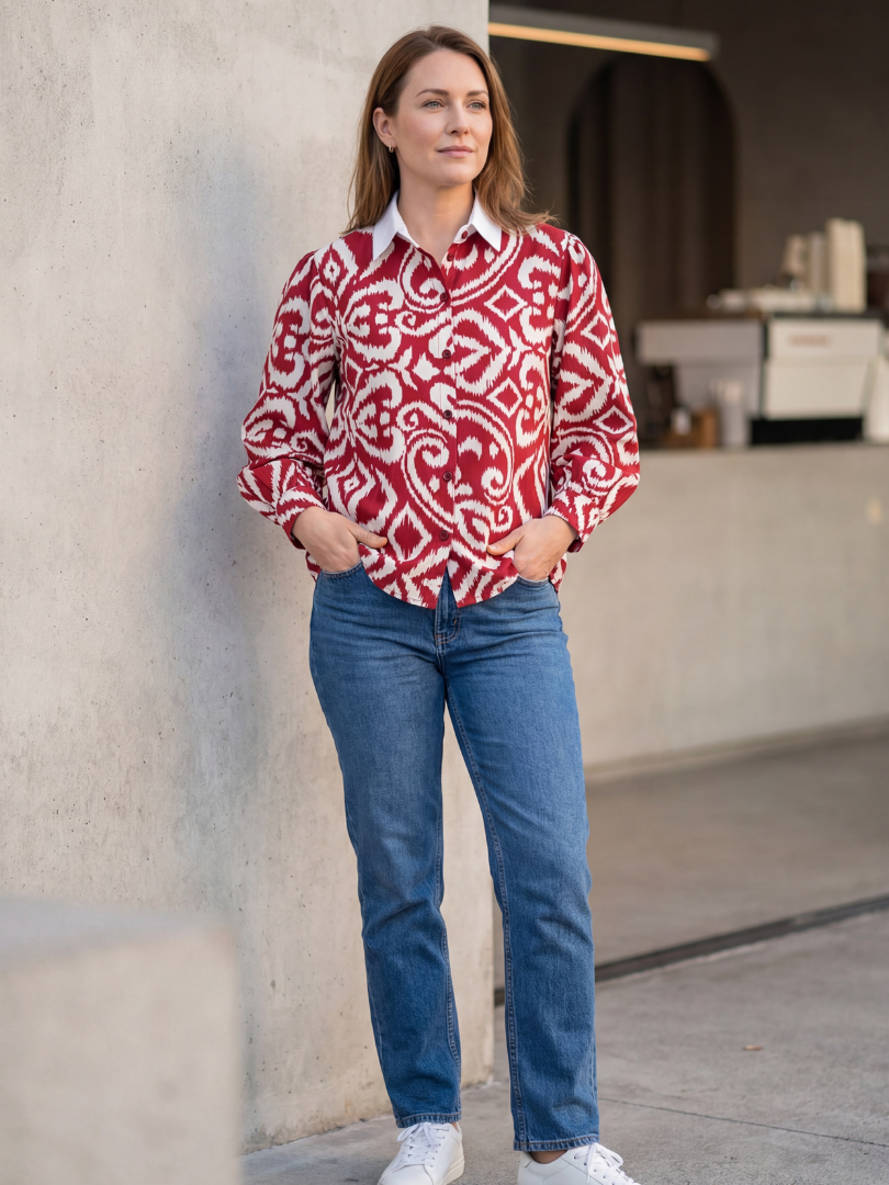 Blusa oversize Mujer 100% algodón manga larga y englobadas