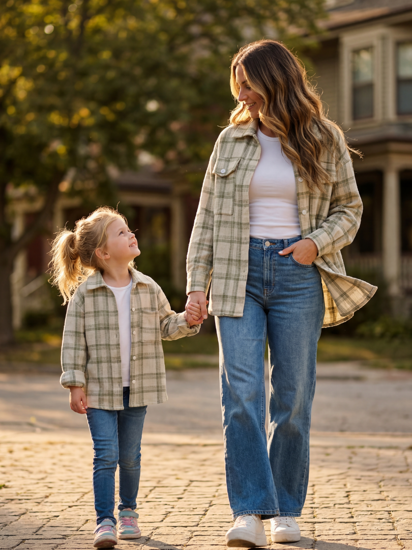 Pack 2 Camiseras Mamá + Hijo/a color verde con blanco