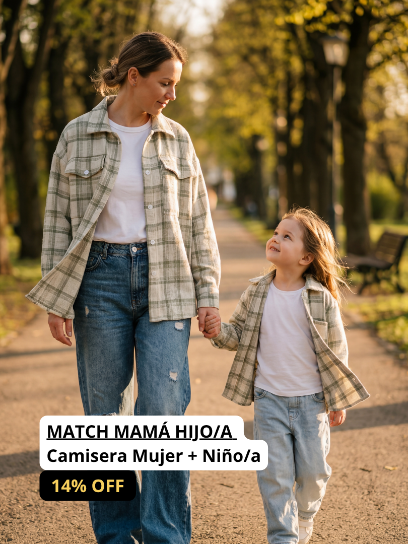 Pack 2 Camiseras Mamá + Hijo/a color verde con blanco