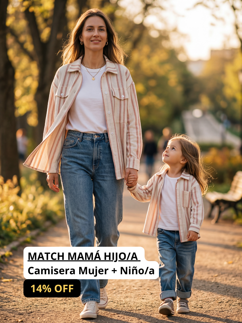 Pack 2 Camiseras Mamá + hijo/a | Rayas rosado | 100% Algodón