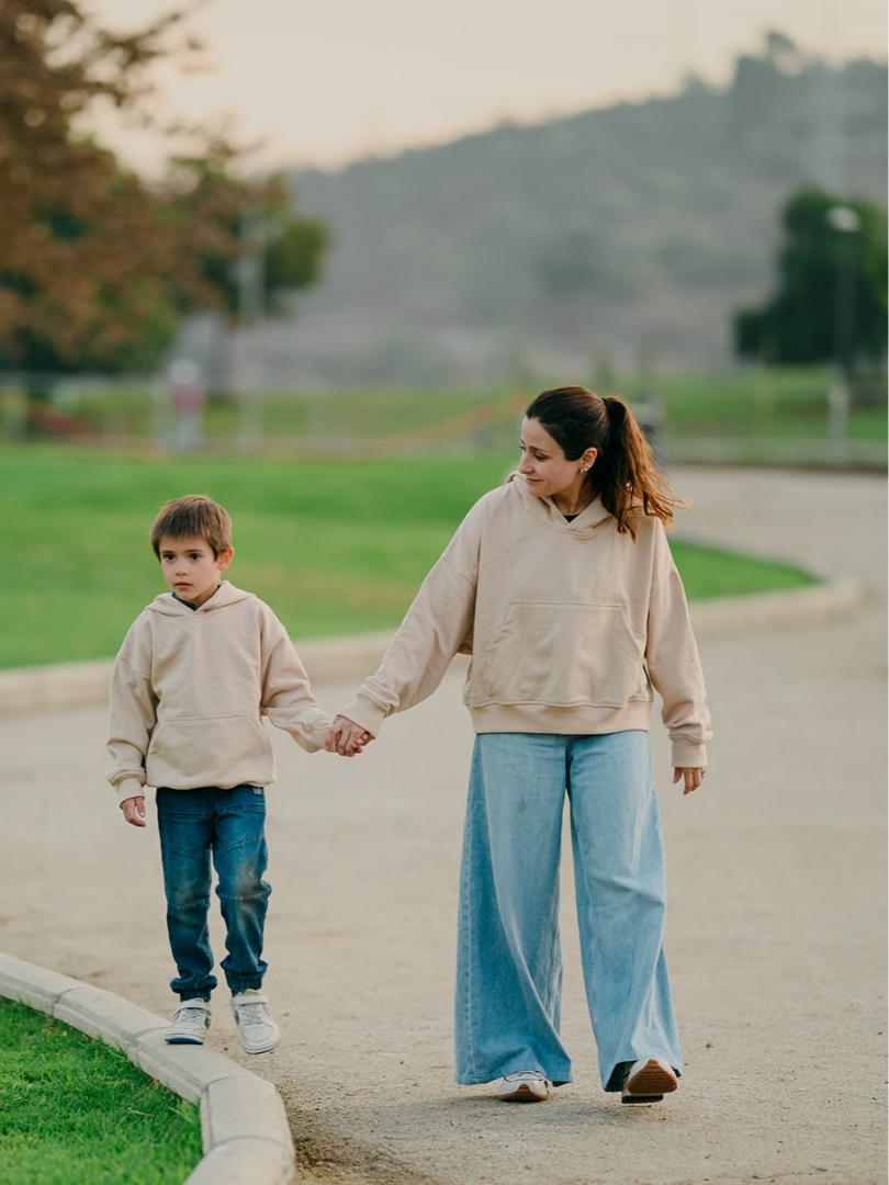 Pack 2 Polerones Oversize Beige Mamá + Hijo/a