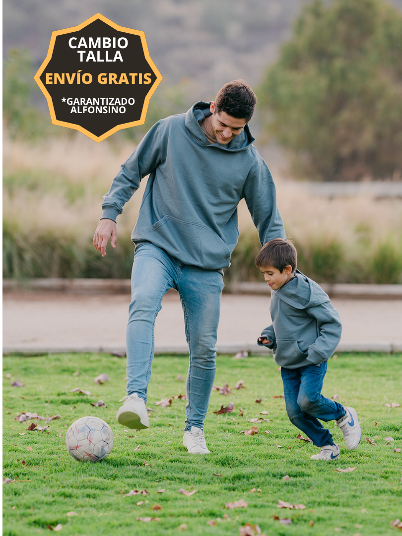 Pack 2 Polerones Unisex Oversize Gris Adulto + niño/a