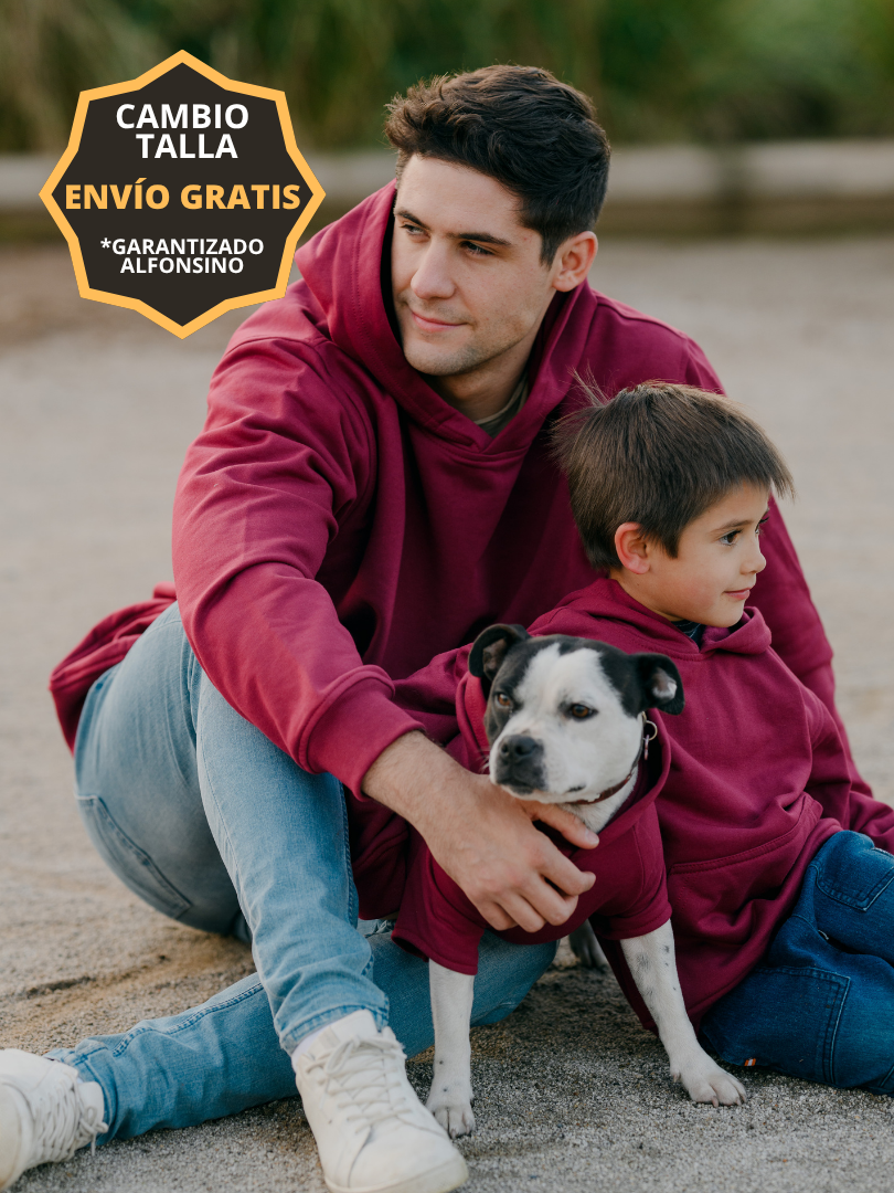 Pack 2 Polerones Unisex Oversize Burdeo Adulto + niño/a