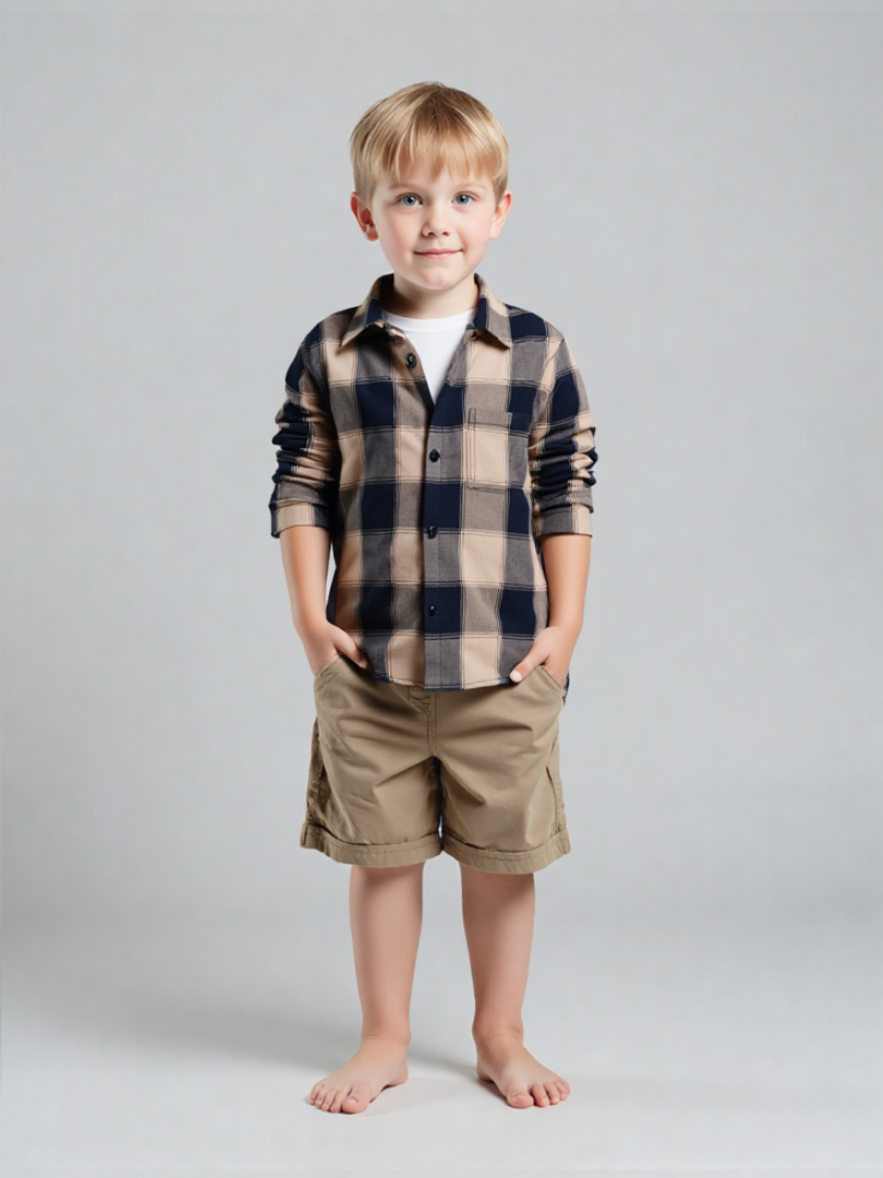 Camisa niño Franela Aurelio cuadros amarillo con negro