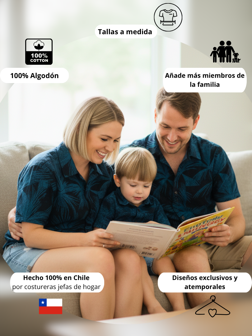 Pack 2 Guayaberas algodón Mamá + Hijo/a Palmeras