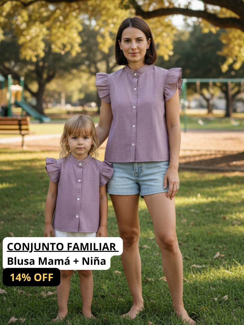 Pack 2 Blusas Mamá + Hija Vichy burdeo